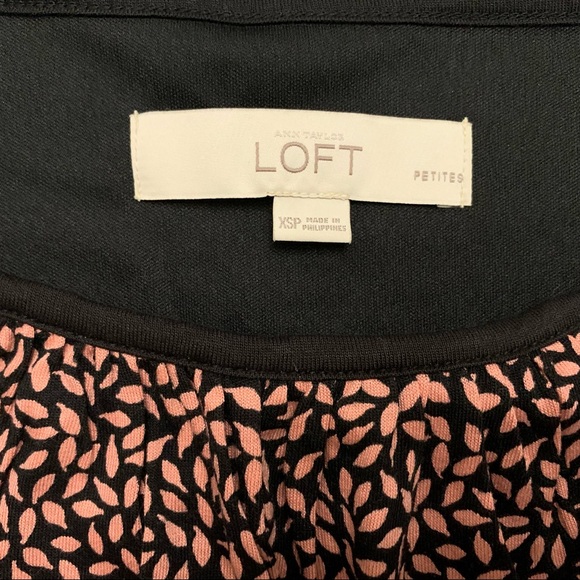 Ann Taylor LOFT PETITES Sleeveless Dress Black Pink Leaf Print Womens Size XSP - Picture 4 of 10